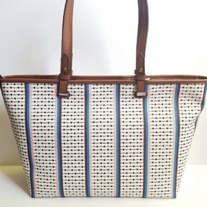 Fossil Rachel Ecru Multi Stripe Tote